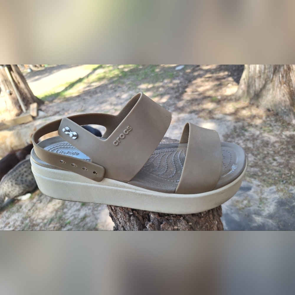 Crocs Beige Slide Sandals